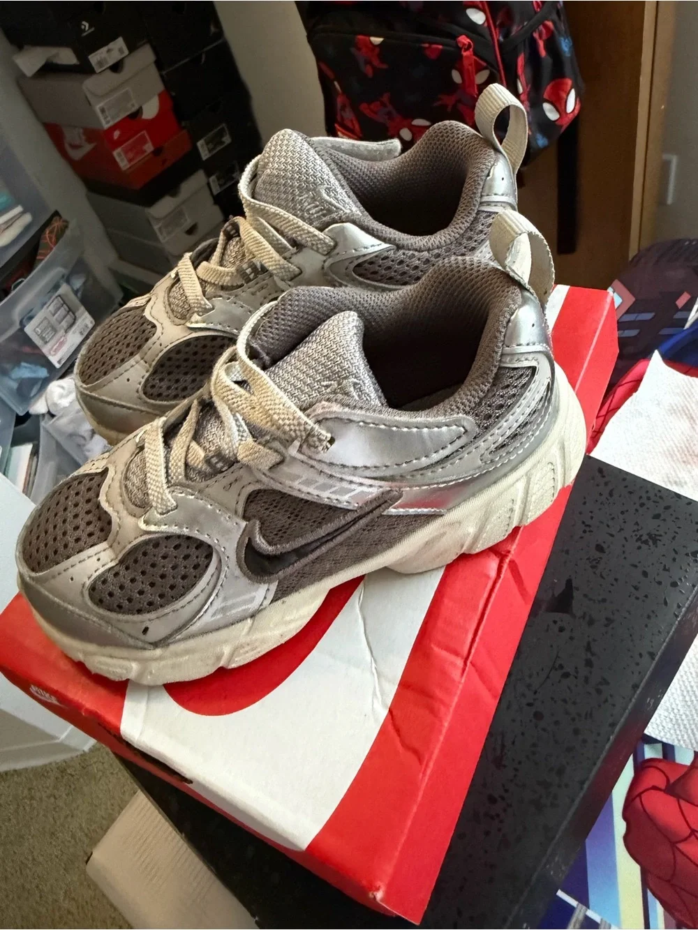 Nike Kids Sneakers in Taupe and Silver Accents